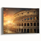Landscape art painting of Rome with colorful palette on framed canvas, suitable for living room decor.