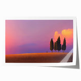 Rolled print of a Tuscan landscape with vibrant green fields and a clear sky, ideal for art wall dining room.