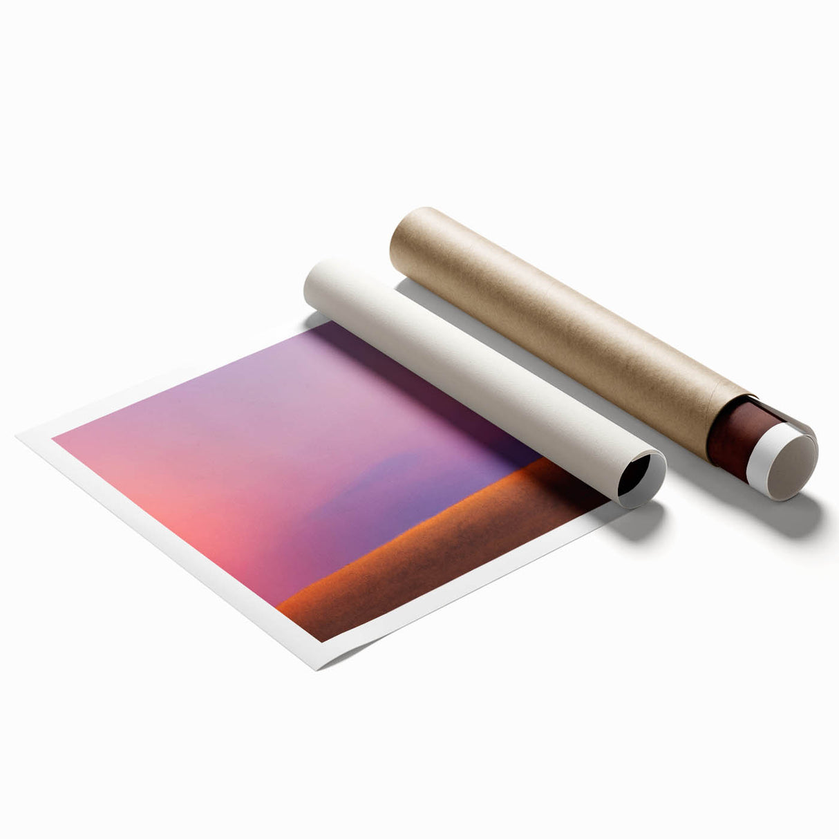 Extra large rolled print of a Tuscan landscape with vibrant green fields and a clear sky.
