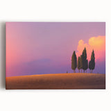 Black and white stretched canvas of Tuscany landscape, ideal for kitchen wall art.