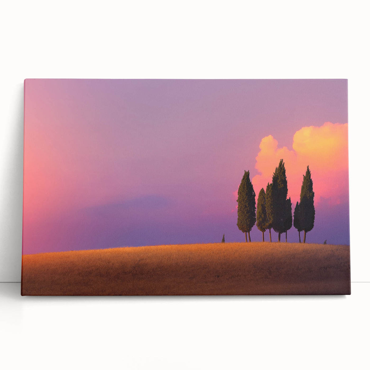 Black and white stretched canvas of Tuscany scenery, ideal for kitchen wall art.