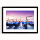 Extra large, textured abstract art print of a colorful Venice scenery on a black framed canvas, ideal for living room decor.