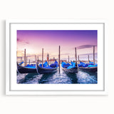 Textured abstract art print of Venice scenery in muted earth tones on a framed white mat, ideal for bedroom art.