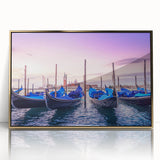 Acrylic print of Venice scenery in muted gold tones, framed in art deco style, suitable for modern art wall decor.