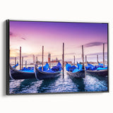 Black and white wall art of Venice landscape on framed canvas, ideal for bedroom decor.