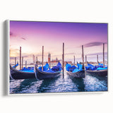 Vintage poster art of Venice scenery on framed canvas, featuring colorful imagery against a black background.