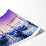 Extra large wall art featuring line art flowers over a Venice scenery, with muted earth tones on a rolled print.