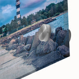 Large abstract wall art depicting a European landscape on acrylic glass.