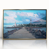 Art Deco poster depicting a scenic European landscape in Latvia, framed in gold acrylic, ideal for modern art wall decor.