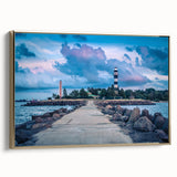 Framed canvas featuring a vintage-style landscape painting of a Latvian scenery in muted gold and black tones.