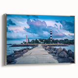 Framed canvas depicting a vintage-style landscape of a Latvian scenery in colorful tones.