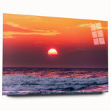 Large abstract wall art of a European Lithianian landscape on acrylic glass, ideal for bedroom or dining room decor.