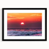 Extra large abstract art print of a colorful Lithuanian landscape, textured style on a black framed canvas.