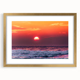 Abstract art print of a European Lithuanian landscape in muted earth tones, framed in gold, ideal for dining room decor.