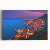 Black and white photograph of Monaco landscape on stretched canvas, ideal for kitchen wall art or bedroom.