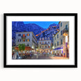 Extra large framed abstract art print of a colorful European Montenegro scenery in vibrant hues, ideal for living room decor.