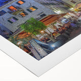 Art deco poster of Montenegro scenery on rolled canvas, featuring muted earth tones, ideal for dining room wall art.