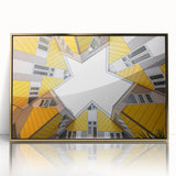 Art deco poster of a European cityscape in gold and black tones on acrylic, ideal for modern art wall decor.
