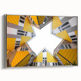 Framed canvas landscape art painting depicting a colorful European scenery, ideal for living room decor.