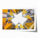 Extra large rolled print of a European scenery with vibrant floral elements, ideal for art wall dining room.