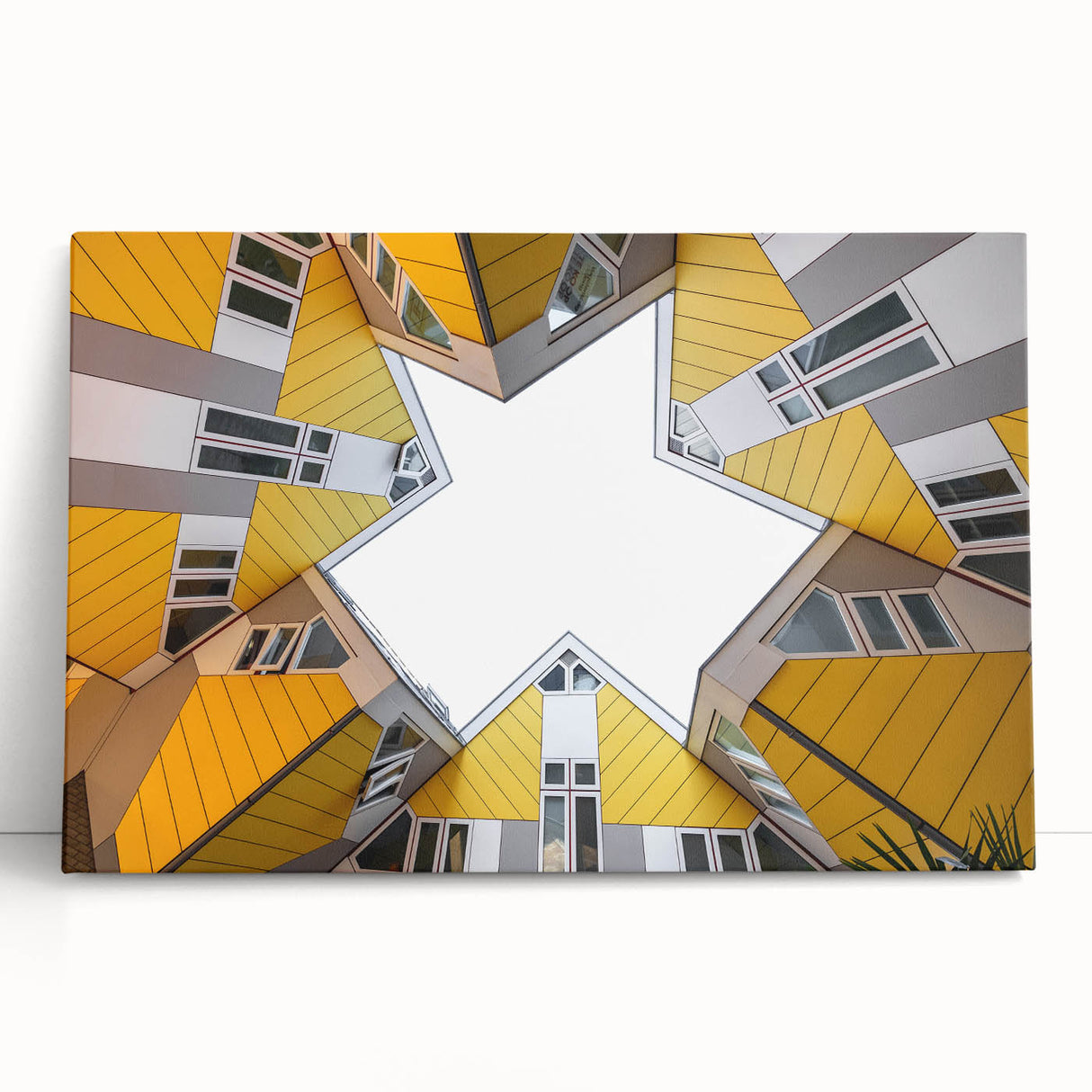 Black and white photograph of a European street scene on a large stretched canvas, suitable for kitchen wall art.