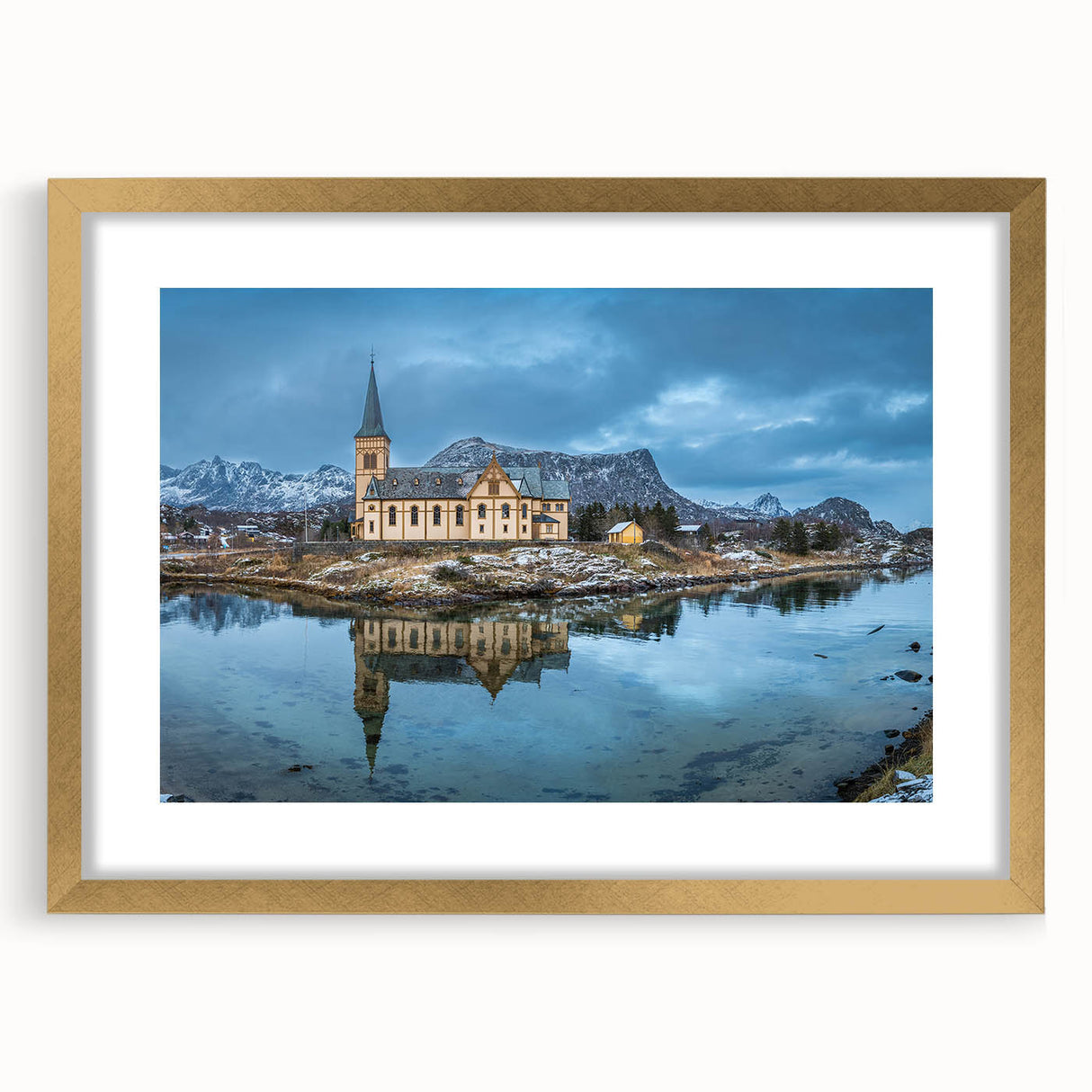 Abstract art print of a European scenery in muted earth tones on a framed canvas, ideal for dining room decor.