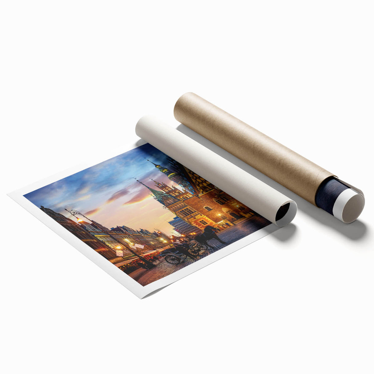 Extra large rolled print of a floral scene in muted pastel shades, ideal for classy bathroom wall art.