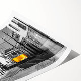 Extra large wall art featuring line art flowers over a Lisbon scenery, in muted earth tones on rolled print.