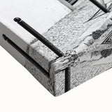 Black and white landscape art of Lisbon on large stretched canvas, ideal for bedroom wall decor.