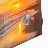 Large abstract wall art of Andalusian scenery in muted earth tones on acrylic glass, suited for dining room ambiance.