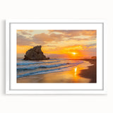 Extra large abstract art print of Andalucia scenery with textured design in earth tones, framed with white mat.