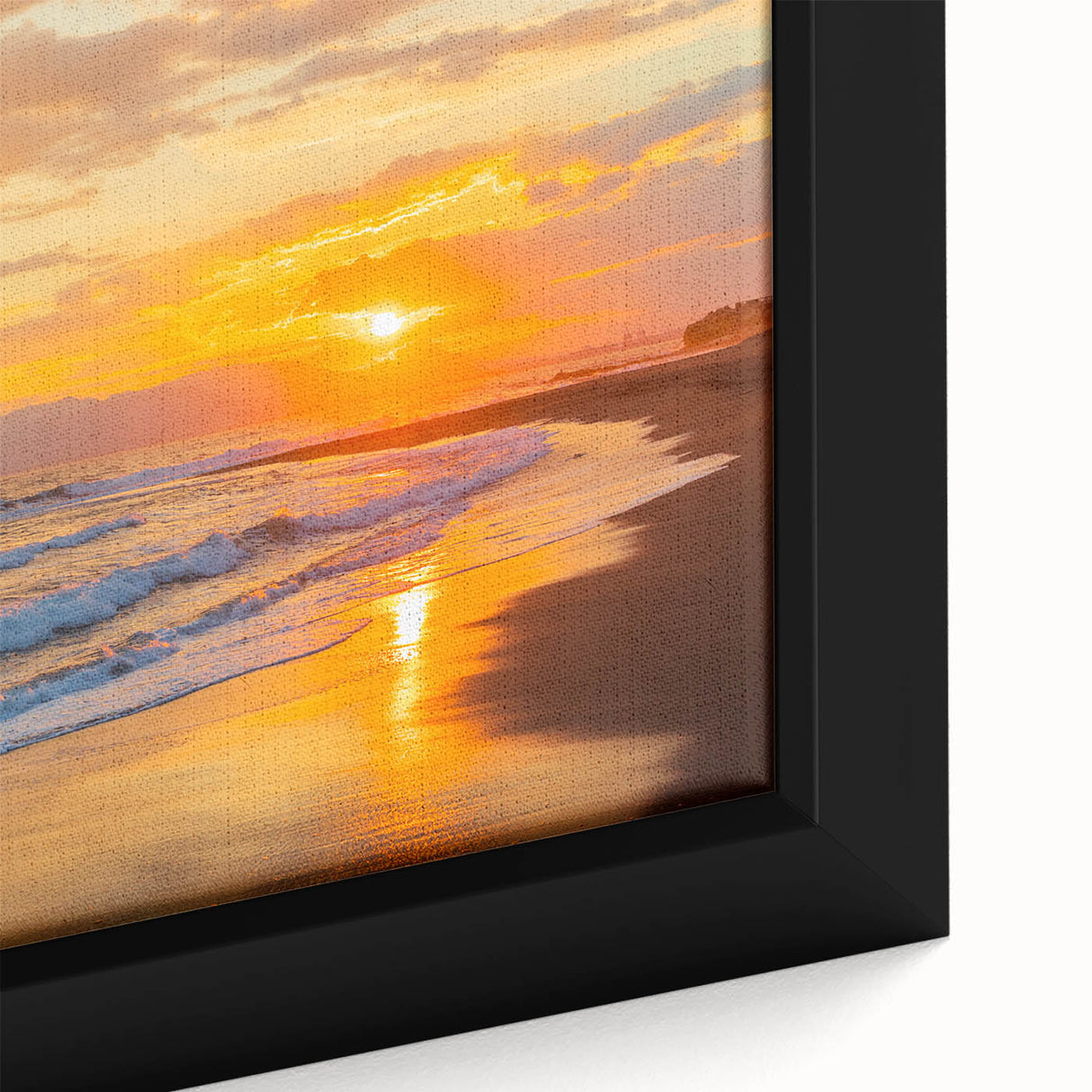 Black wall art featuring a textured scenery of Andalucia, Spain with vibrant colors on a framed canvas.