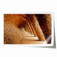Rolled print of a scenic Barcelona landscape in muted earth tones, ideal for art wall dining room.