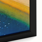 Black wall art depicting a textured, colorful European scenery on extra large framed canvas, ideal for living room decor.