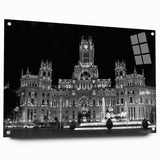 Acrylic glass print of Madrid scenery with soft earth tones, ideal for dining room decor.