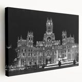 Large canvas print of Madrid cityscape with muted earth tones, ideal for kitchen wall art.