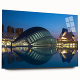 Large abstract depiction of Valencia scenery on acrylic glass, featuring vibrant earth tones.