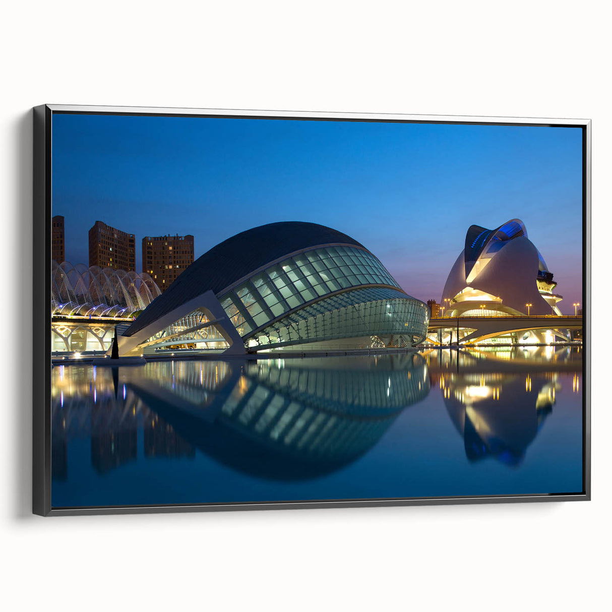 Black and white landscape art of Valencia, on framed canvas, ideal for bedroom wall decor.