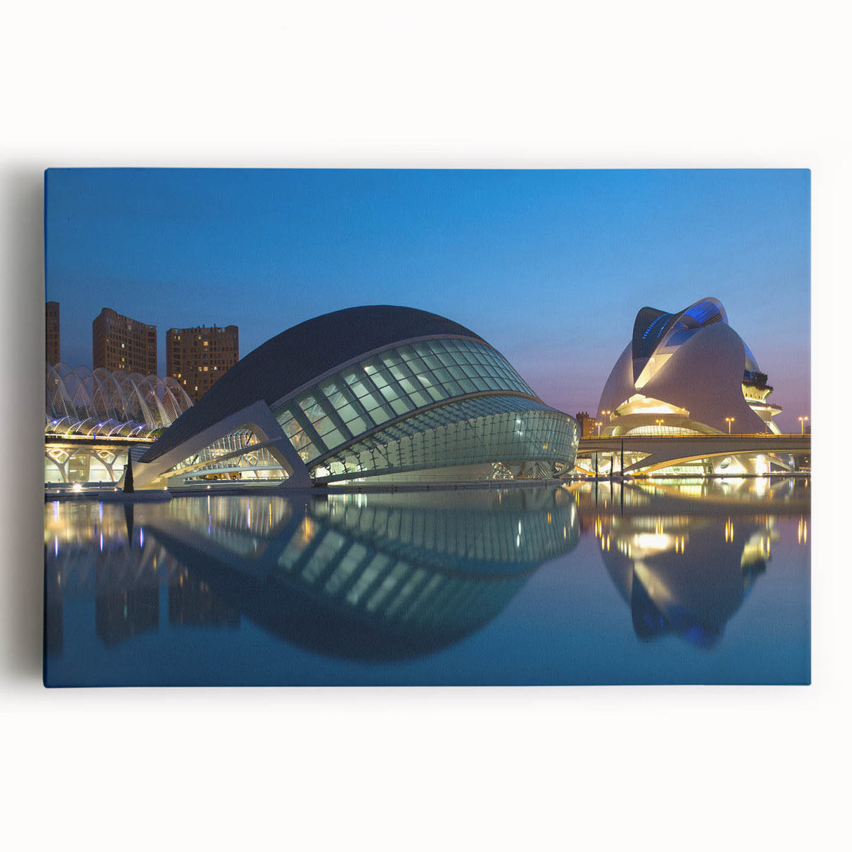 Black and white large art print of Valencia scenery on stretched canvas, suitable for kitchen wall art.