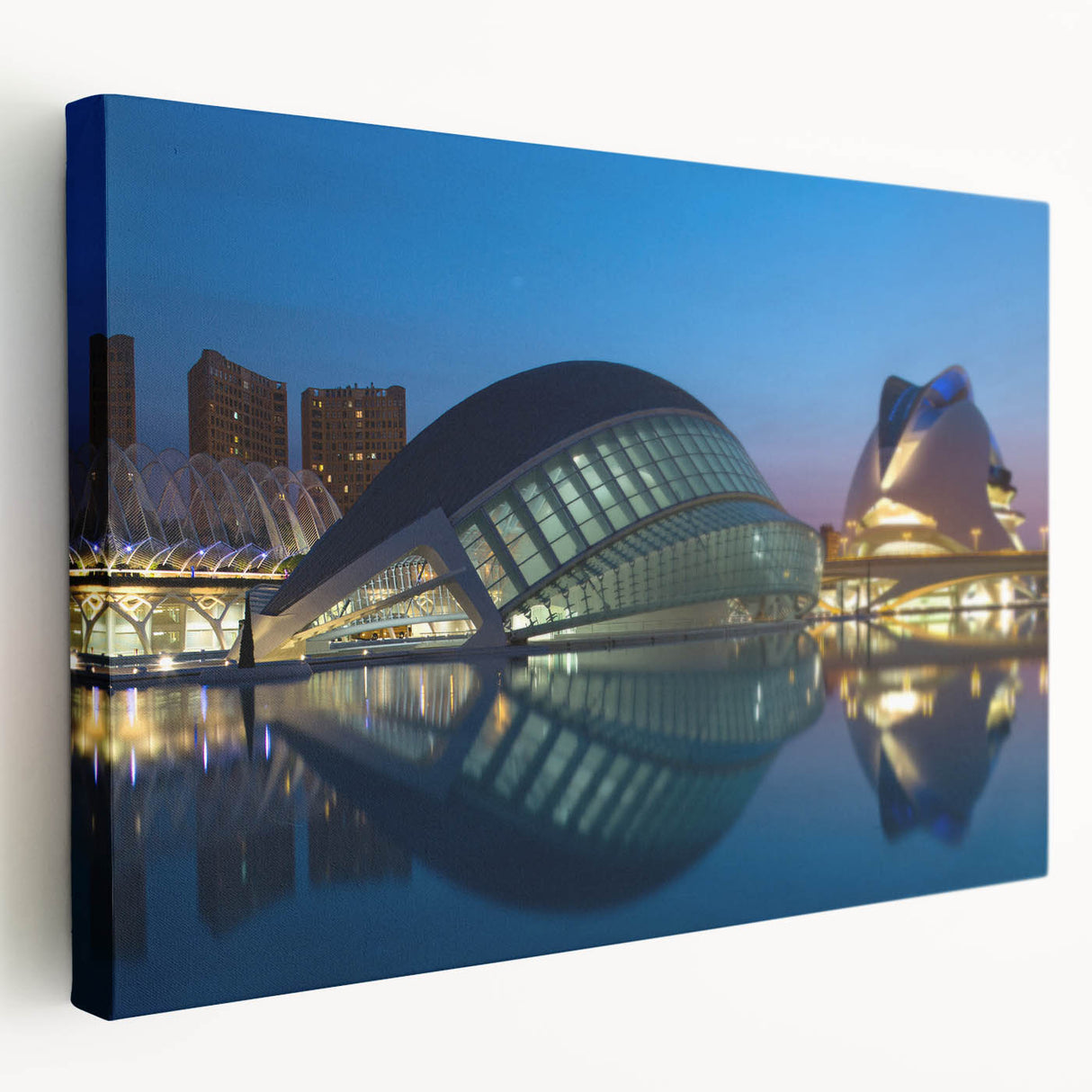 Large canvas wall art depicting a vibrant street scene in Valencia, Spain, with vivid colors, ideal for kitchen decor.
