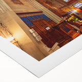 Art deco poster of Geneva scenery in muted earth tones on rolled canvas, suitable for dining room wall art.