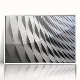 Art deco poster of a Swiss landscape in muted blue and green tones on framed acrylic, suitable for modern nursery wall art.