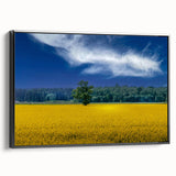 Black and white framed canvas featuring a vintage landscape painting of a European scenery, ideal for bedroom decor.