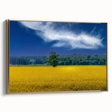 Landscape painting of a European scenery on a framed canvas, featuring muted earth tones, ideal for bedroom wall decor.