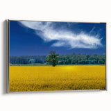 Landscape painting of a European scenery on a framed canvas, featuring a blend of vibrant and muted colors.
