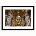 Colorful abstract art print of the Vatican scenery in vibrant hues on a textured, extra large canvas, framed in black.