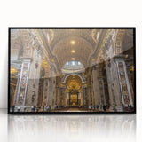 Large abstract wall art depicting the Vatican scenery in muted earth tones on a framed acrylic.