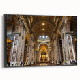 Framed canvas featuring a black and white vintage landscape of the Vatican, ideal for bedroom wall decor.
