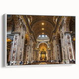 Vintage poster art of the Vatican on framed canvas, featuring colorful art in extra large size, ideal for living room decor.
