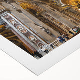 Art deco poster of the Vatican scenery in soft pastel shades, printed on rolled canvas, suitable for dining room decor.